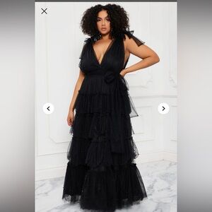 Fashion Nova Black Layered Maxi Dress